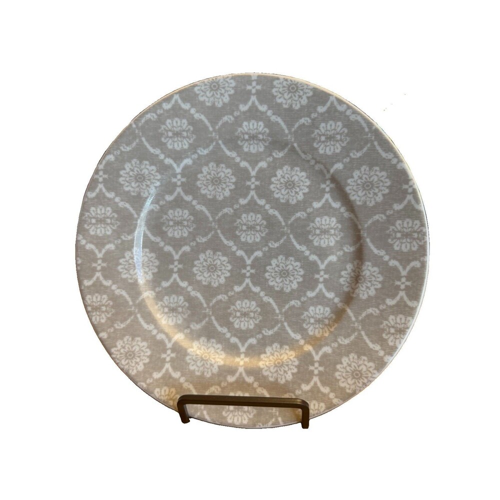 Set of 4 West Elm Salad Plate Set 8" Grey Floral Design Discontinued